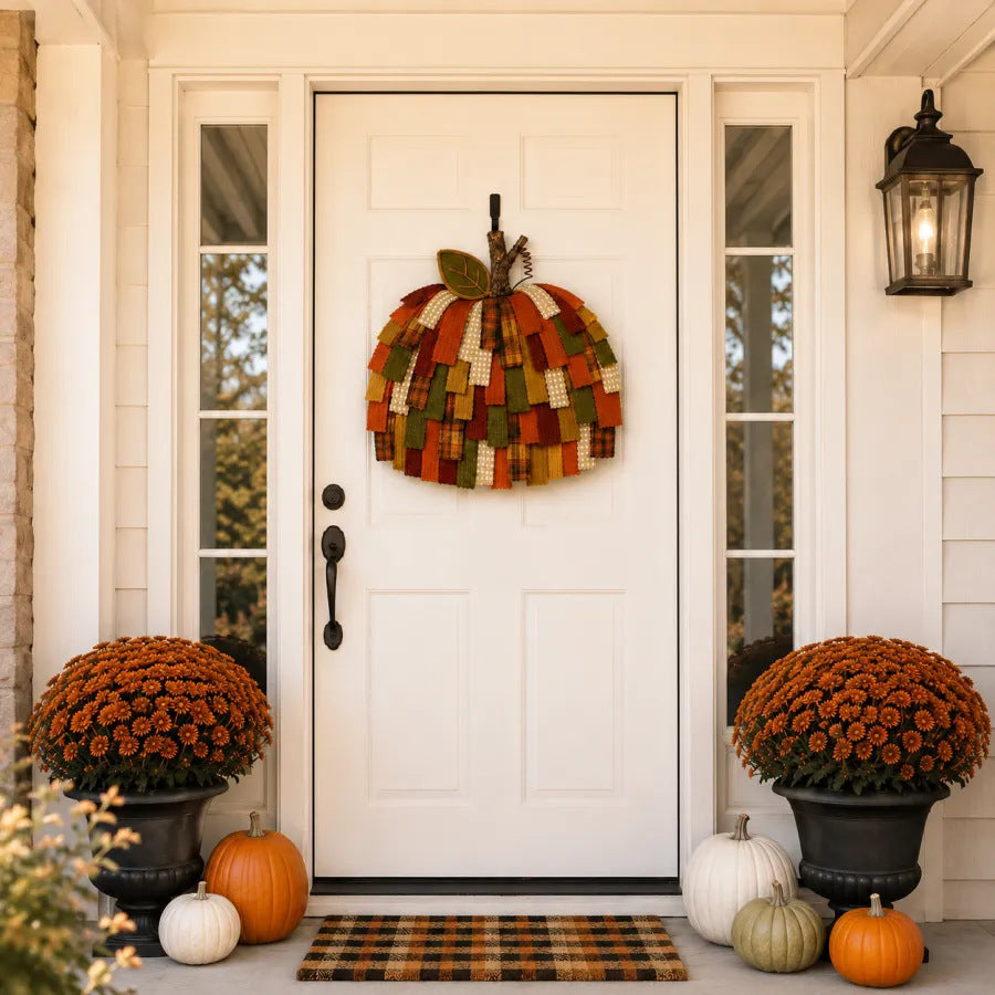 🎃Handmade Patchwork Pumpkin Door Hanger| Warm Rustic Fall & Thanksgiving Decor 🍂