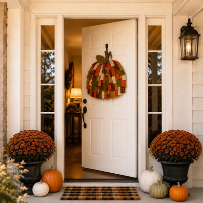 🎃Handmade Patchwork Pumpkin Door Hanger| Warm Rustic Fall & Thanksgiving Decor 🍂