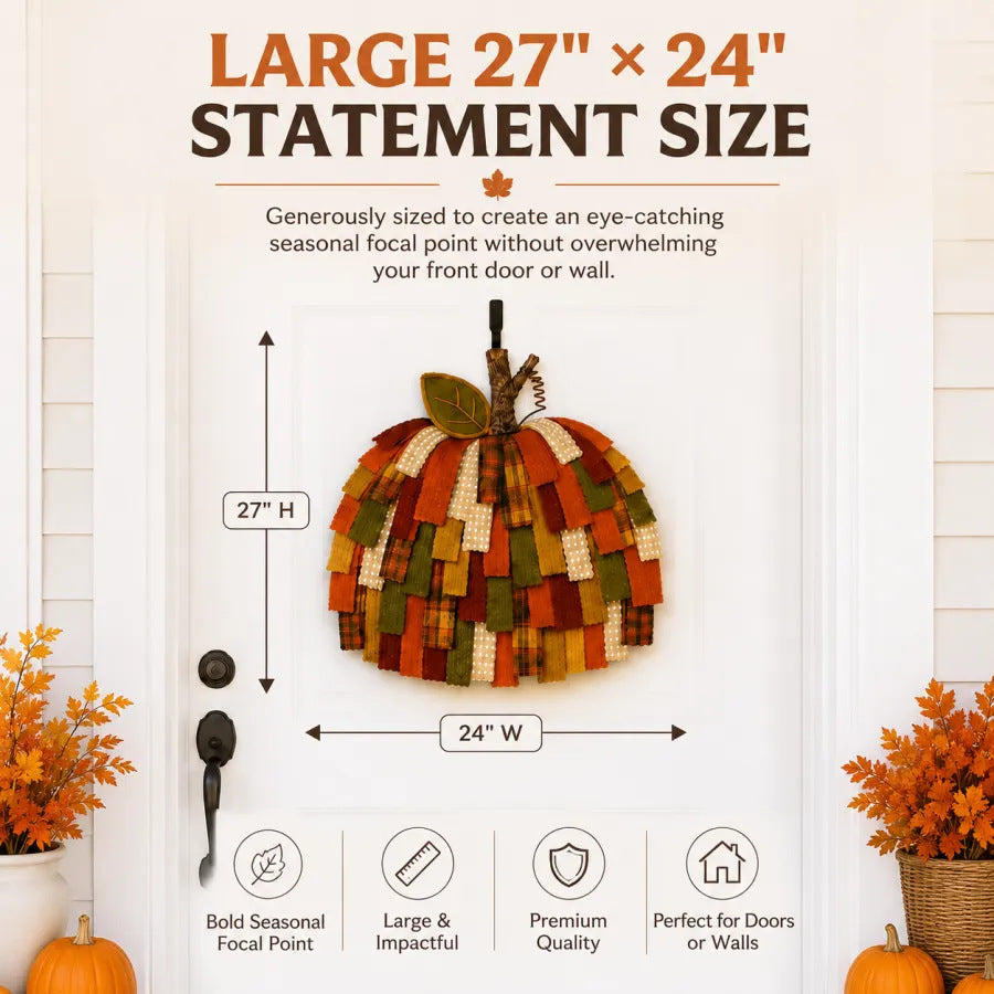 🎃Handmade Patchwork Pumpkin Door Hanger| Warm Rustic Fall & Thanksgiving Decor 🍂
