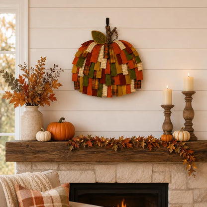 🎃Handmade Patchwork Pumpkin Door Hanger| Warm Rustic Fall & Thanksgiving Decor 🍂