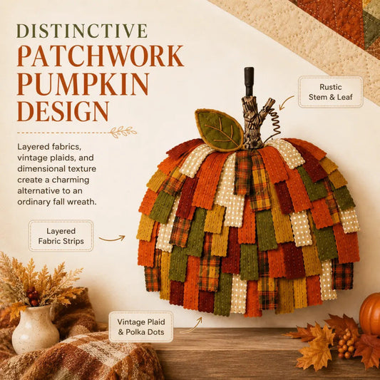 🎃Handmade Patchwork Pumpkin Door Hanger| Warm Rustic Fall & Thanksgiving Decor 🍂