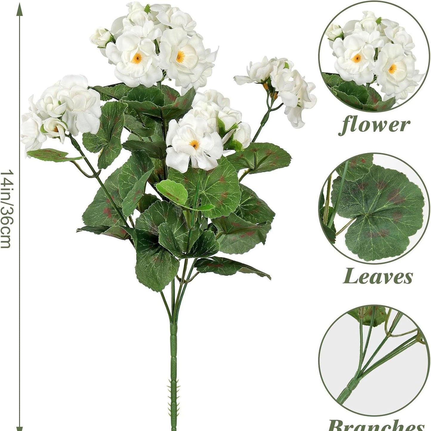 🌺8 Bundles UV Resistant Artificial Geraniums
