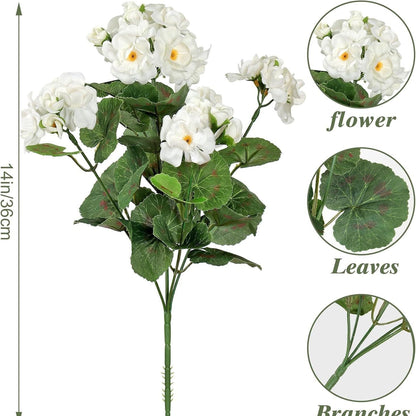🌺8 Bundles UV Resistant Artificial Geraniums