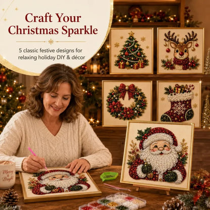 🧘Relaxing &amp; Beginner-Friendly-💎DIY Christmas Pearl Diamond Painting Art Kit With Frame