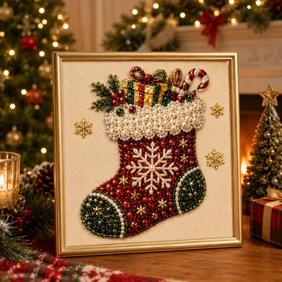 🧘Relaxing &amp; Beginner-Friendly-💎DIY Christmas Pearl Diamond Painting Art Kit With Frame