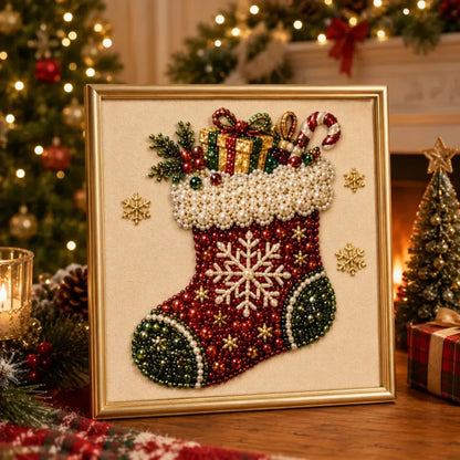 🧘Relaxing &amp; Beginner-Friendly-💎DIY Christmas Pearl Diamond Painting Art Kit With Frame