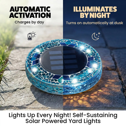Solar Outdoor Mosaic Disk Lights, Waterproof Decorative Pathway LED Light, Auto On/Off-tss