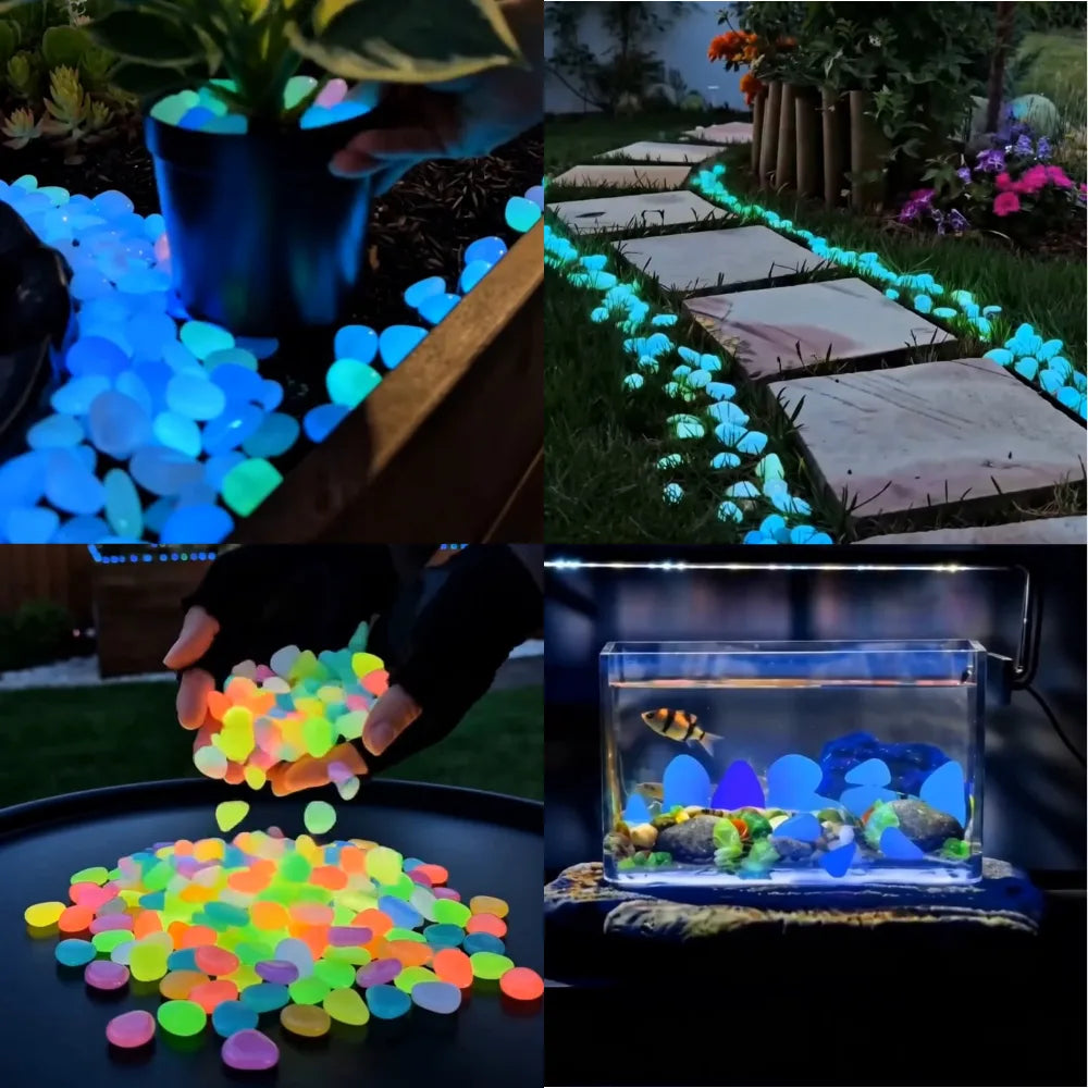 🌈 Glow-in-the-Dark Pebbles- Garden & Aquarium Decor-wsm