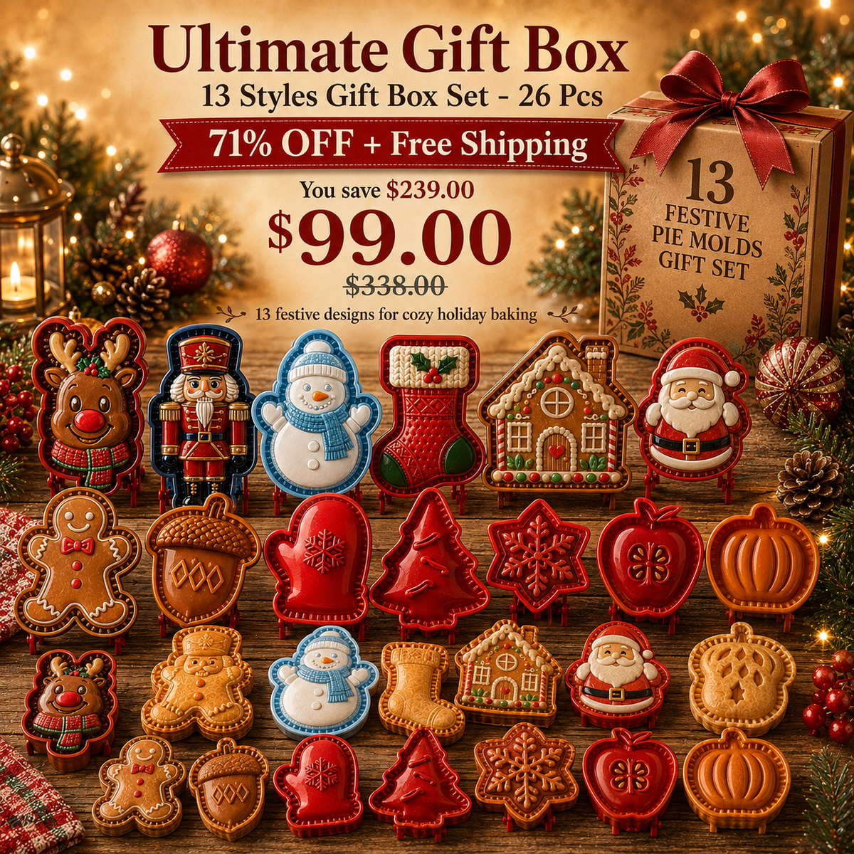 🔥 Make Adorable Holiday Pies Fast – Christmas Mini Pie Mold Set 🎄🥧