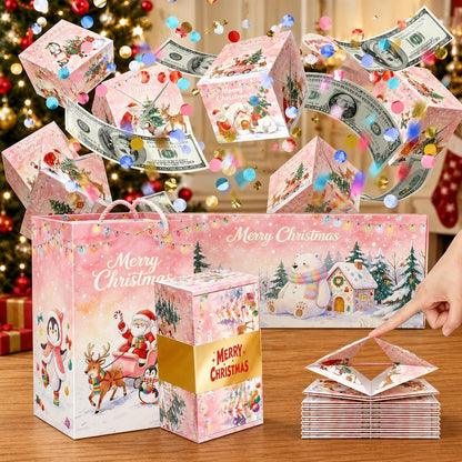 🎁Exploding Confetti Gift Box with 6 Flying Cubes, Matching Gift Bag & Hidden Space for Cash, Jewelry or Keepsakes ✨
