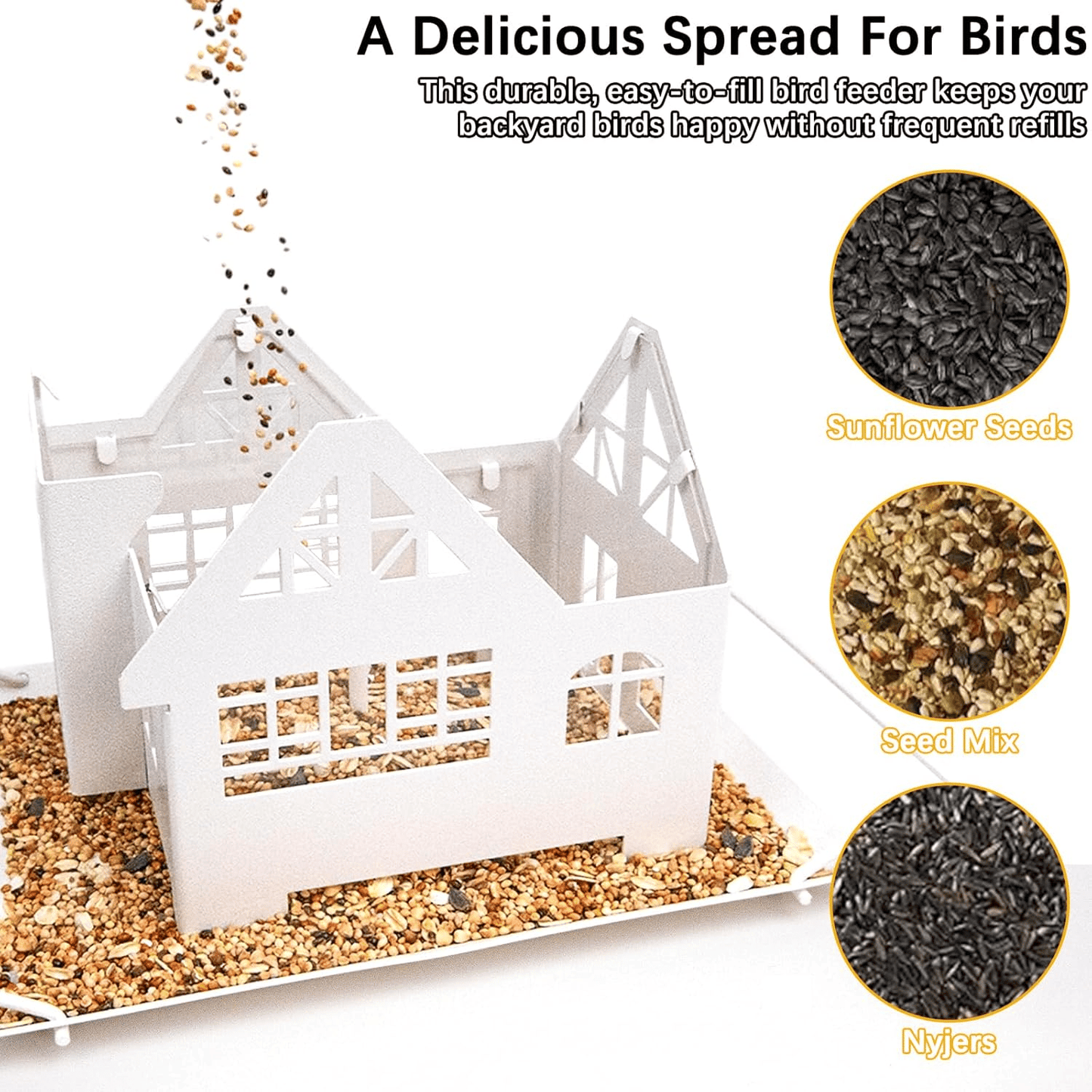 Solar‐Powered Hanging Bird Feeder with Glow – Sturdy Metal Hopper Design🌙🐦