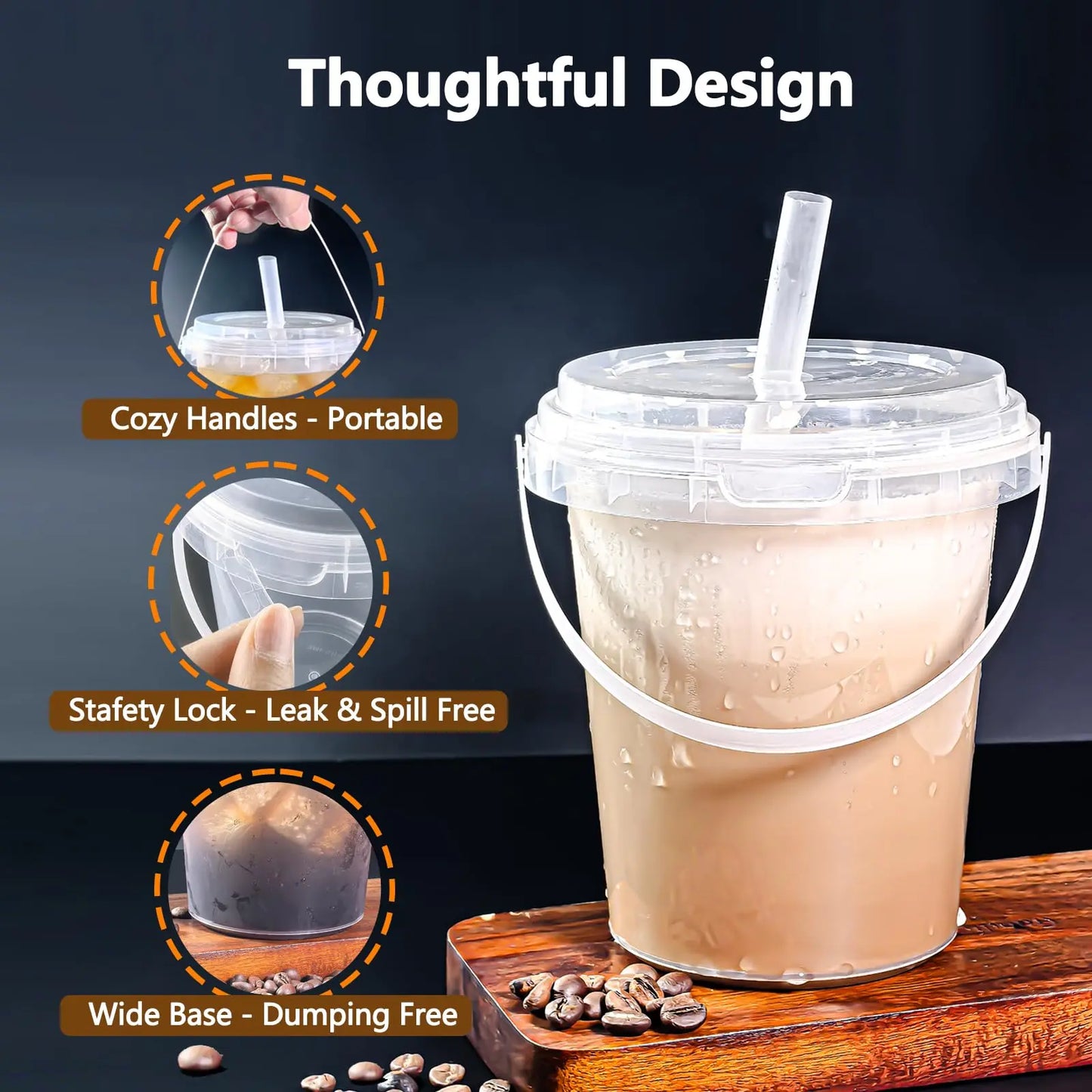 🥤 Large Reusable Plastic Cups with Lid & Straw – 3/5/10 Pack (33.81 oz)