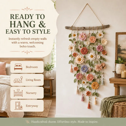 Boho Crochet Flower Wall Hanging Decor