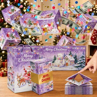 🎁Exploding Confetti Gift Box with 6 Flying Cubes, Matching Gift Bag & Hidden Space for Cash, Jewelry or Keepsakes ✨
