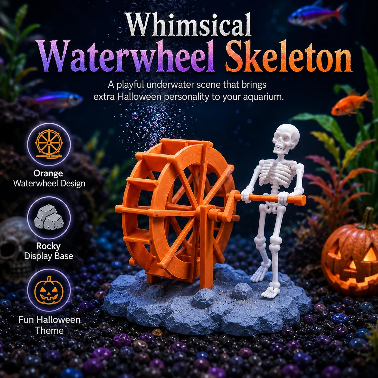 ☠️🫧Dancing Skeleton Bubble Aquarium Ornament