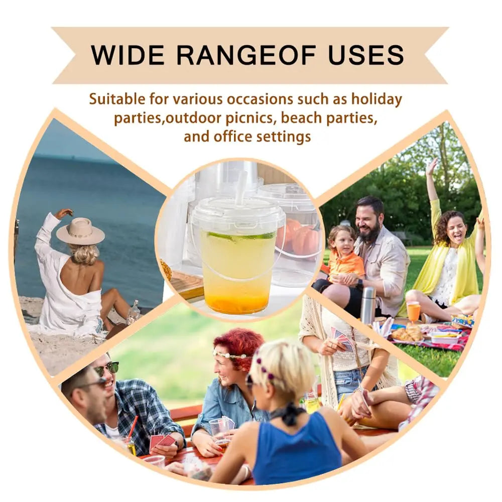 🥤 Large Reusable Plastic Cups with Lid & Straw – 3/5/10 Pack (33.81 oz)