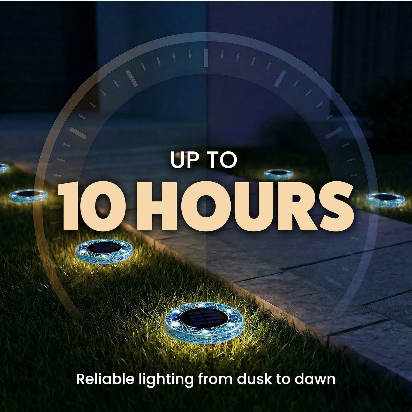 Solar Outdoor Mosaic Disk Lights, Waterproof Decorative Pathway LED Light, Auto On/Off-tss