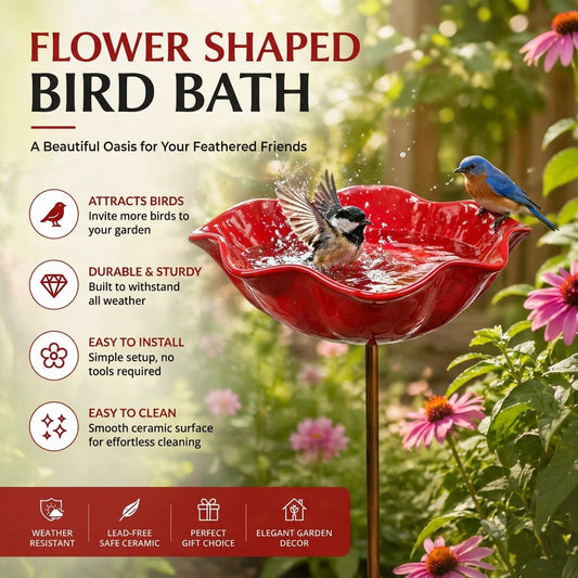 Neravio™ 🌟Last Day Promotion🎁Handmade Metal Flower Garden Stake Bird Bath