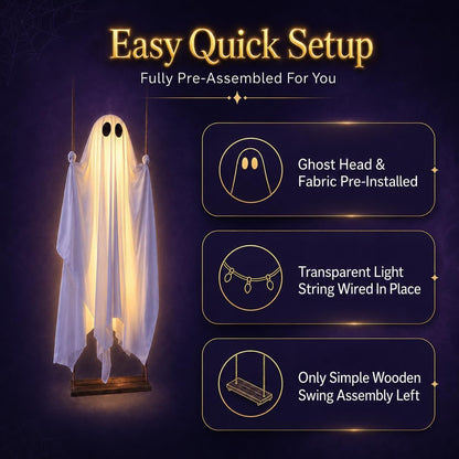 Giant Light-Up Halloween Ghost Swing – Interactive Outdoor Yard Decoration