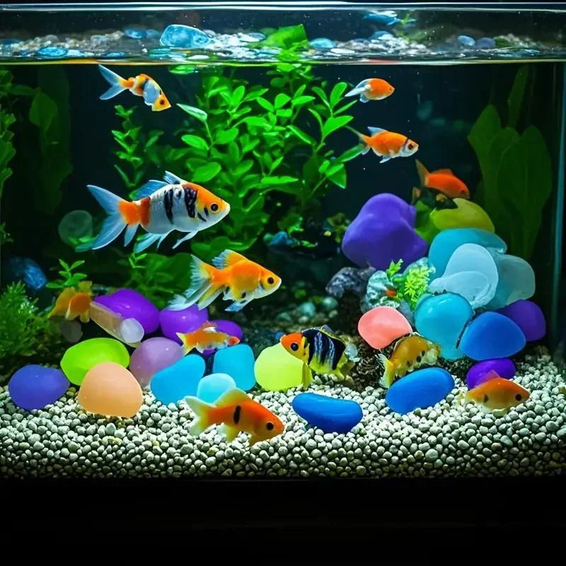 🌈 Glow-in-the-Dark Pebbles- Garden & Aquarium Decor-wsm