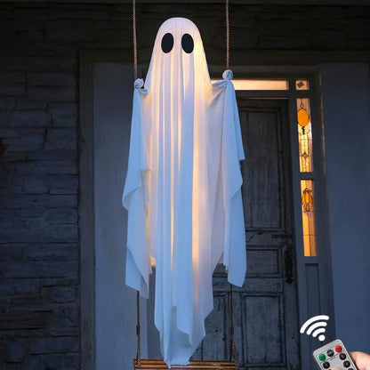 Giant Light-Up Halloween Ghost Swing – Interactive Outdoor Yard Decoration