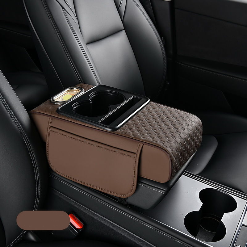 Car Armrest Cushion,5-in-1 Center Console Cover with 2 Storage Bags Cup Holder, Tissue Box Slot, Phone Slot for Sedans, Car Accessories Interior Organizers