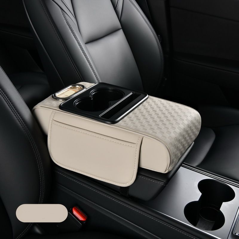 Car Armrest Cushion,5-in-1 Center Console Cover with 2 Storage Bags Cup Holder, Tissue Box Slot, Phone Slot for Sedans, Car Accessories Interior Organizers