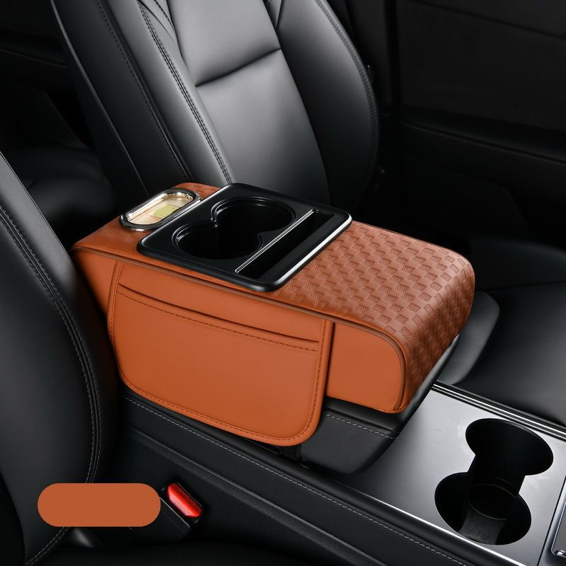 Car Armrest Cushion,5-in-1 Center Console Cover with 2 Storage Bags Cup Holder, Tissue Box Slot, Phone Slot for Sedans, Car Accessories Interior Organizers