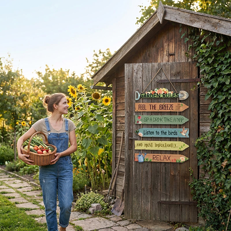 ⏳Limited-time 50% off⏰Rustic Wooden Garden Hanging Sign Wall Decor Plaque🏡🪧