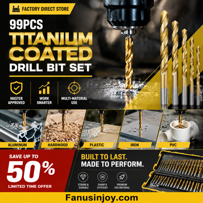 🔥High-efficiency tool favored by veteran craftsmen!Factory Outlet-99pcs Titanium Coated Drill Bit Set